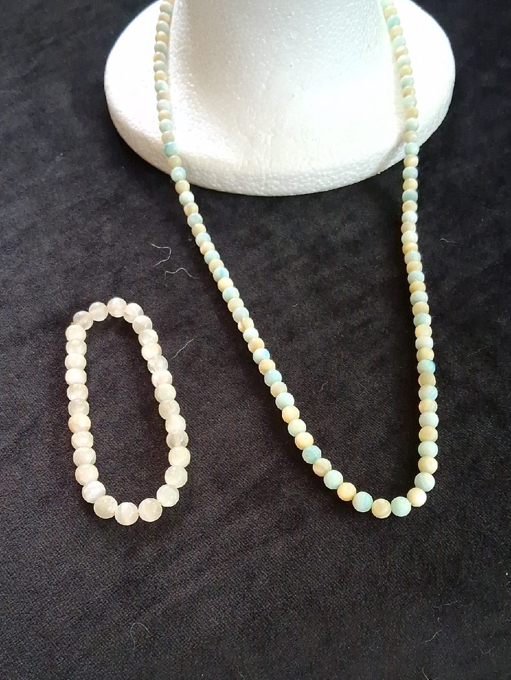 Handmade Natural Stone Pastel Bead Necklace and Bracelet Set